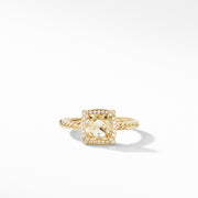 Chatelaine Pave Bezel Ring in 18K Yellow Gold with Champagne Citrine