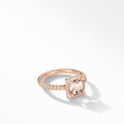 Petite Chatelaine Pave Bezel Ring in 18K Rose Gold with Morganite