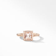 Petite Chatelaine Pave Bezel Ring in 18K Rose Gold with Morganite
