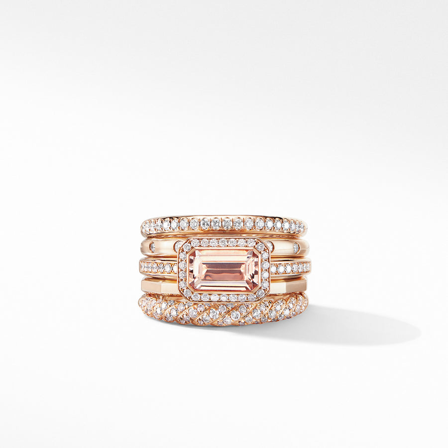 Stax Statement Ring in 18K Rose Gold with Morganite and Pave Diamonds