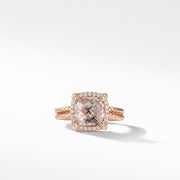 Chatelaine Pave Bezel Ring in 18K Rose Gold with Morganite