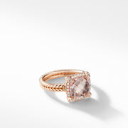 Chatelaine Pave Bezel Ring in 18K Rose Gold with Morganite