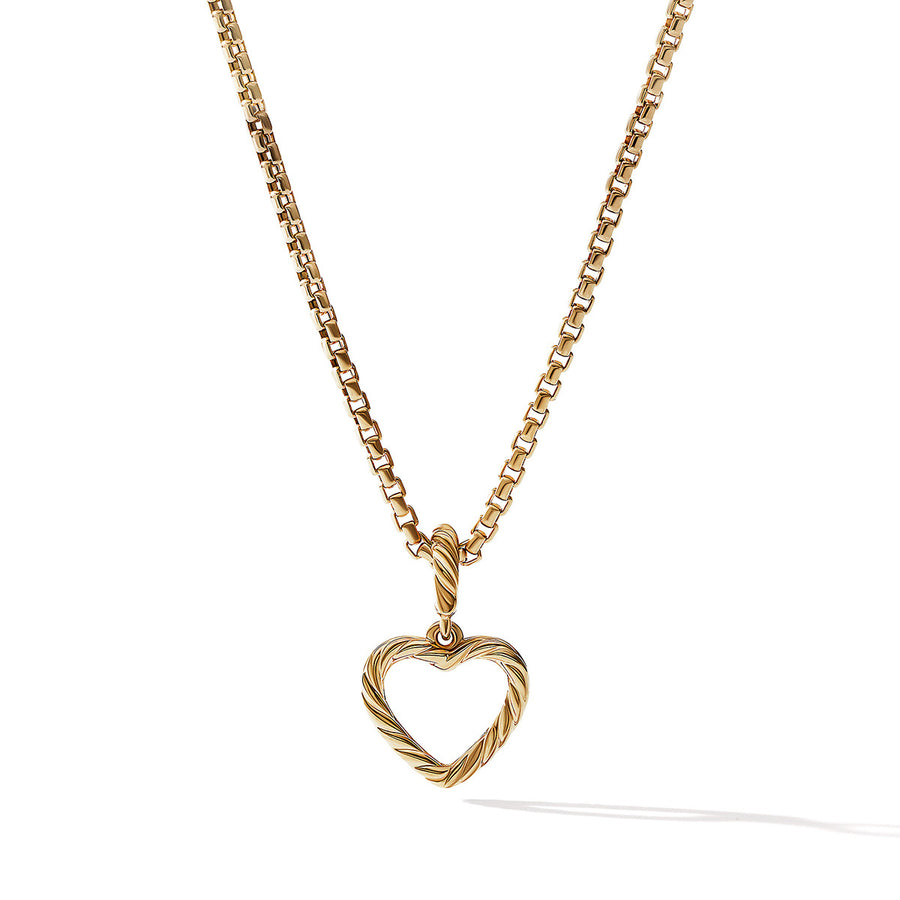 Heart Amulet in 18K Yellow Gold with Pave Diamonds