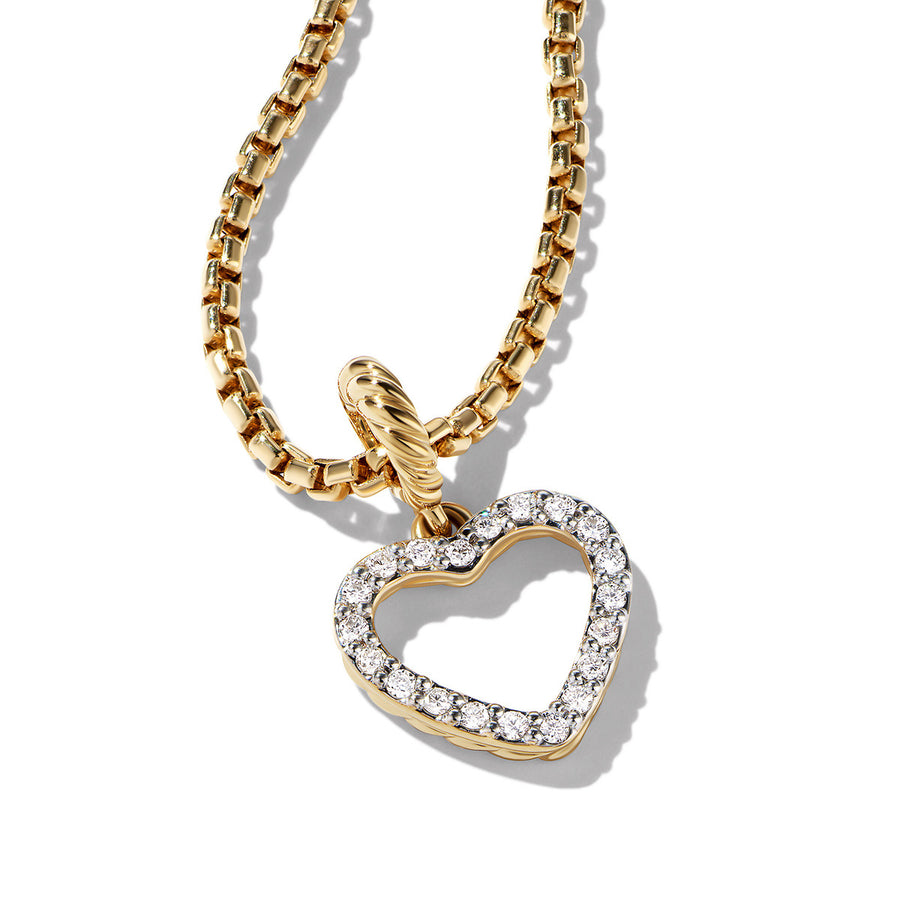 Heart Amulet in 18K Yellow Gold with Pave Diamonds