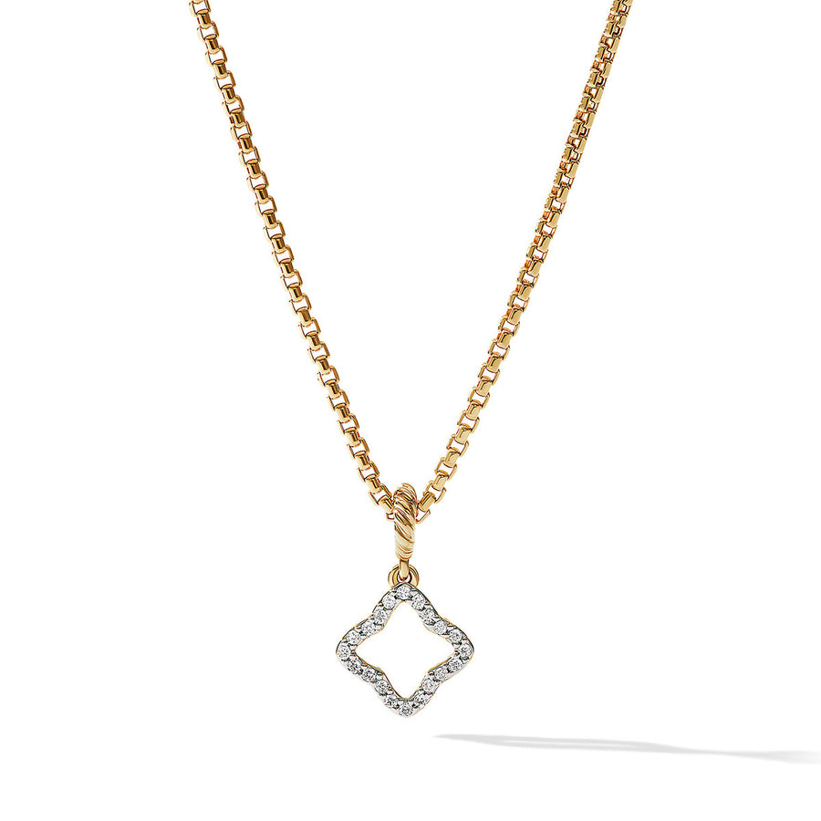 Quatrefoil Amulet in 18K Yellow Gold with Pave Diamonds