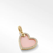 Heart Amulet in 18K Yellow Gold with Pink Opal and Pave Diamonds