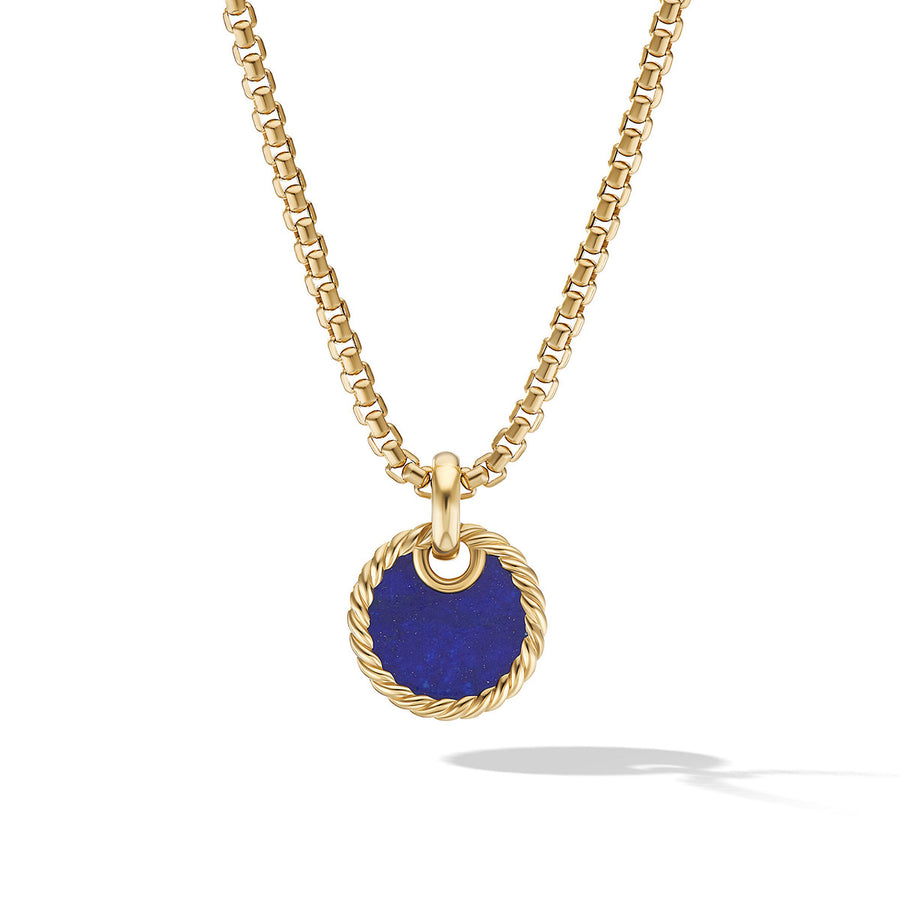 Disc Pendant in 18K Yellow Gold with Lapis