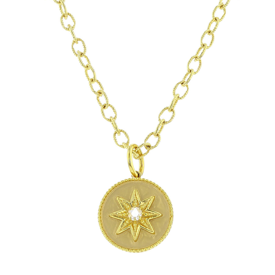 Compass Yellow Gold Charm Necklace