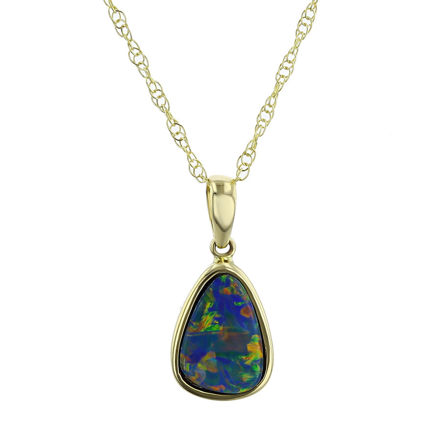 14K Yellow Gold Pear Shape Opal Pendant