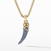 Tusk Amulet with Pave Blue and Violet Sapphires and 18K Yellow Gold