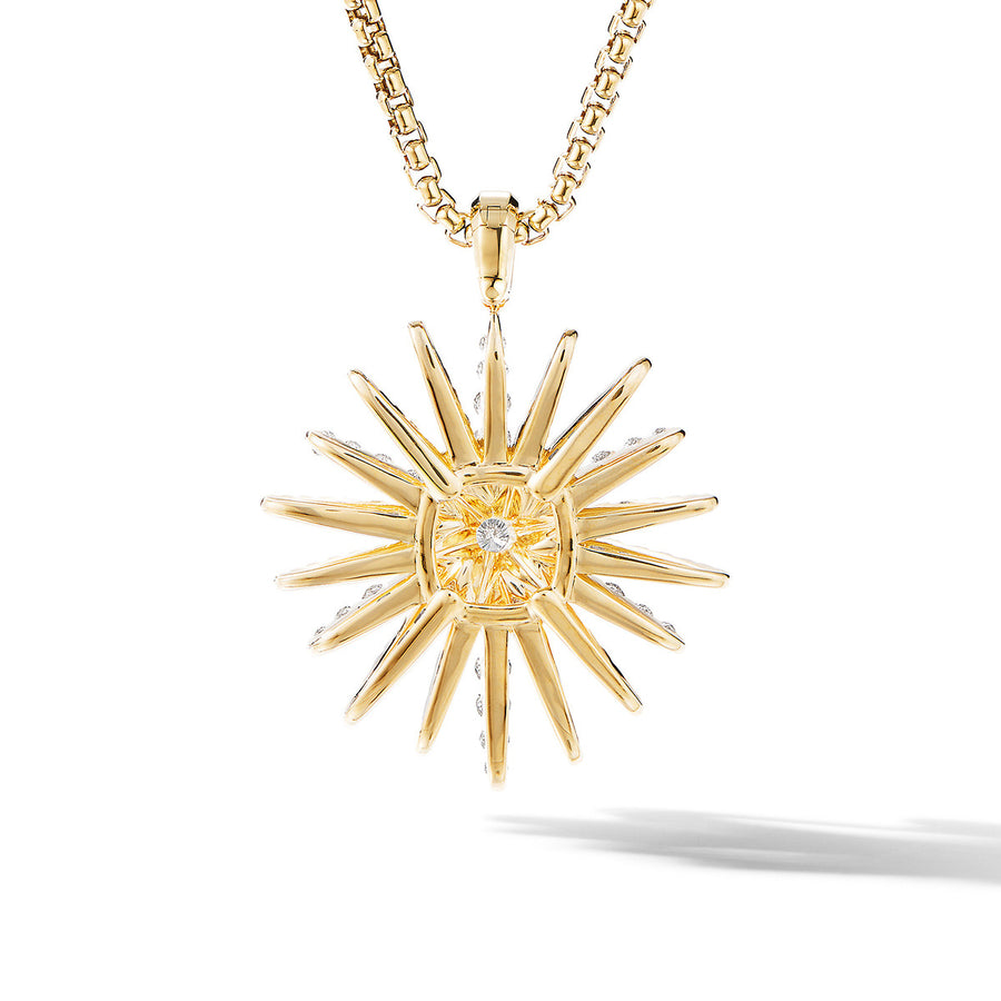 Starburst Pendant in 18K Yellow Gold with Full Pave Diamonds