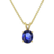 18K Yellow Gold Sapphire Solitaire Pendant Necklace