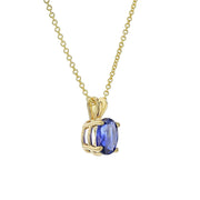 18K Yellow Gold Sapphire Solitaire Pendant Necklace