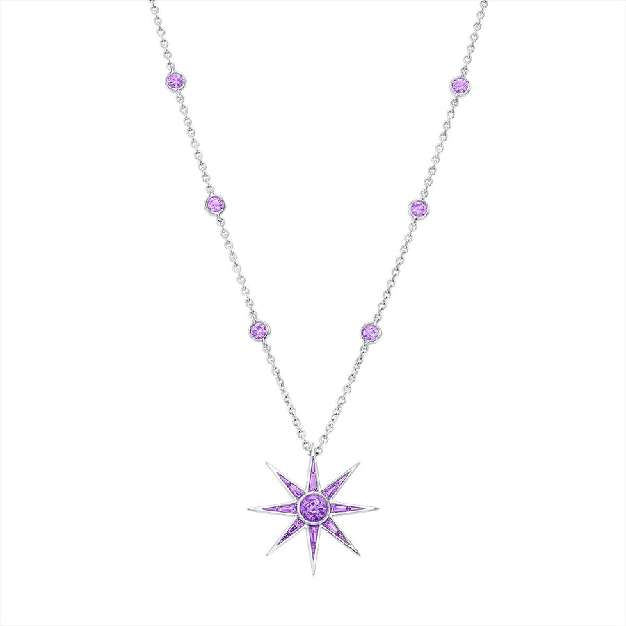 Luminous Starburst Purple Sapphire Pendant