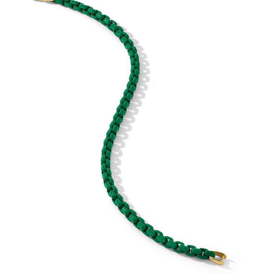 Chain Bracelet in Emerald Green with 14K Yellow Gold Accent