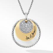Eclipse Pendant Necklace with Black Onyx Reversible to Mother of Pearl and Pave Diamonds