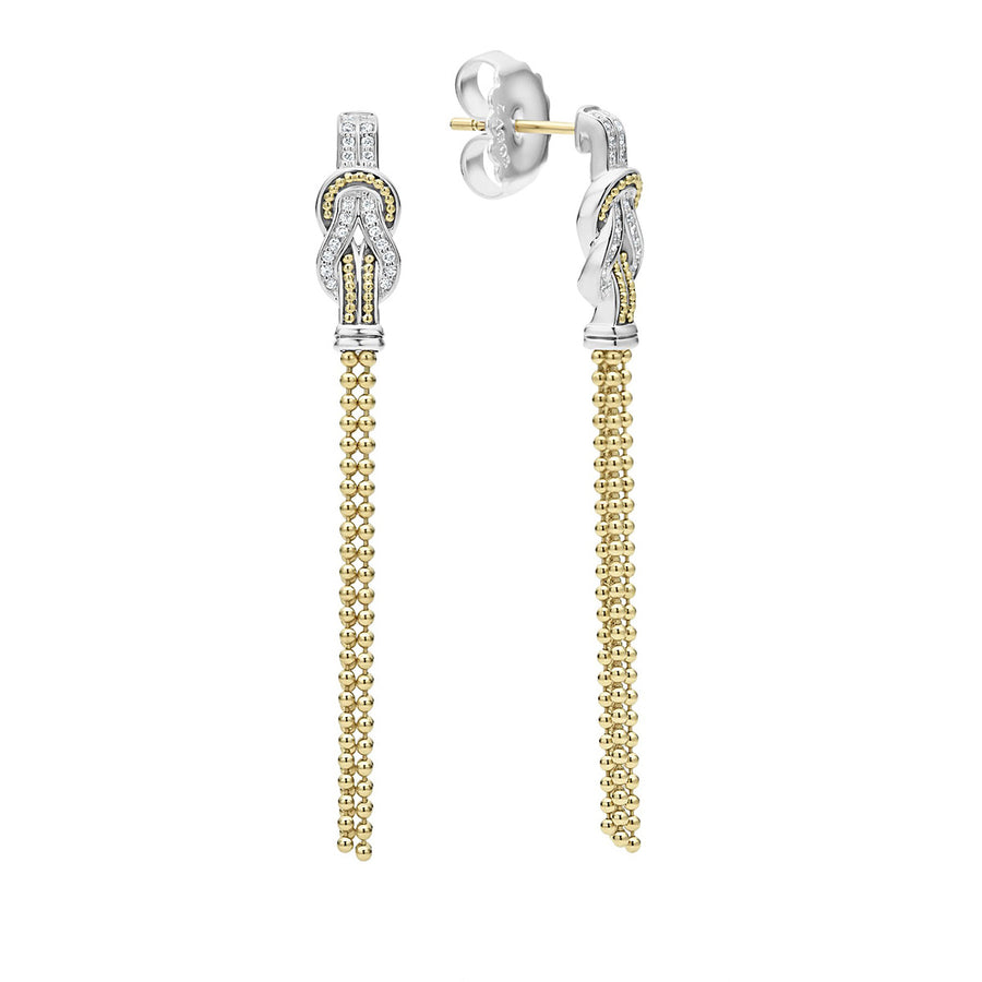 Two Tone Knot Diamond Tassel Earring