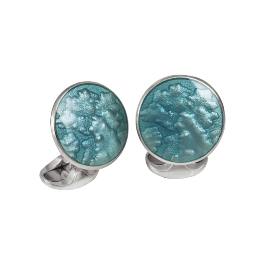 Sterling Silver Summer Haze Turquoise Enamel Cufflinks