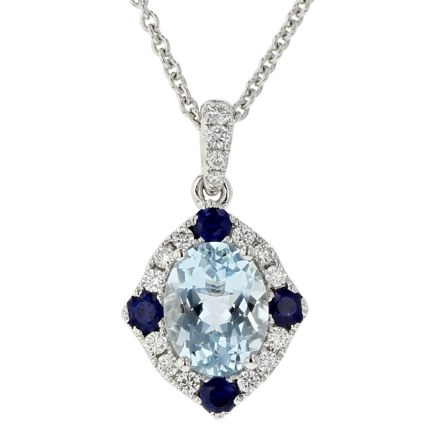 Pastel Aquamarine, Sapphire and Diamond Pendant
