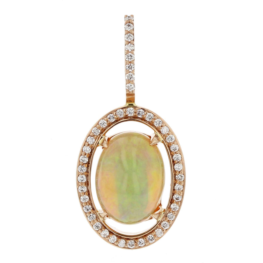Ethiopian Opal Diamond Halo Pendant