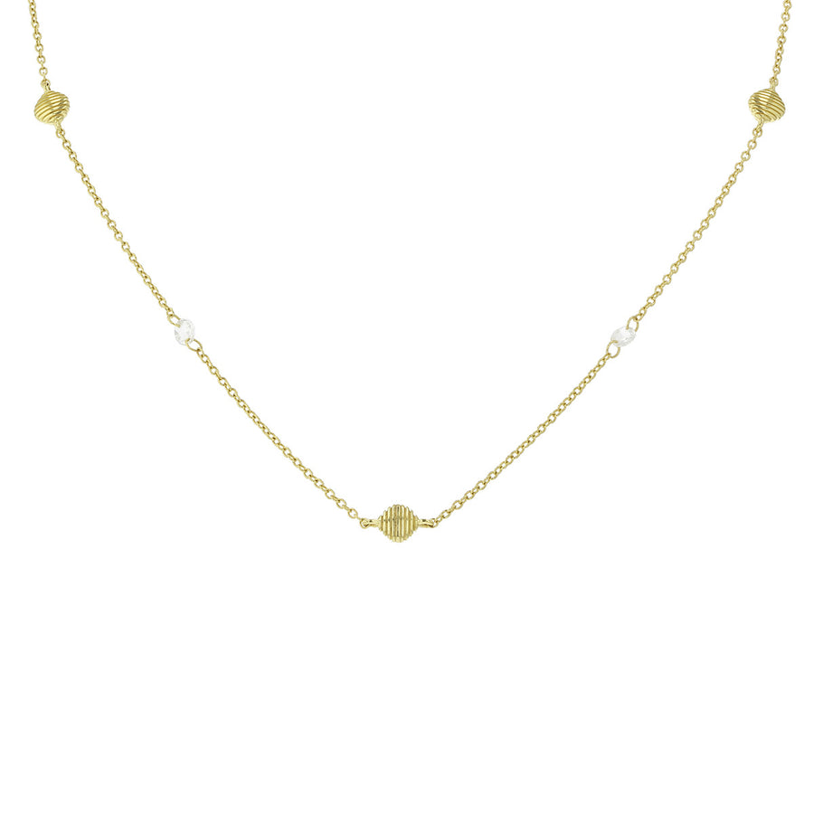 Rose Cut Diamond and Strie Station Necklace