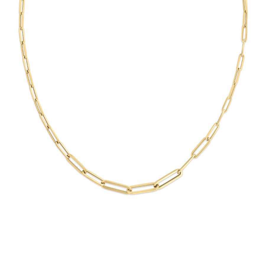 18k Yellow Gold Paper Clip Chain Necklace