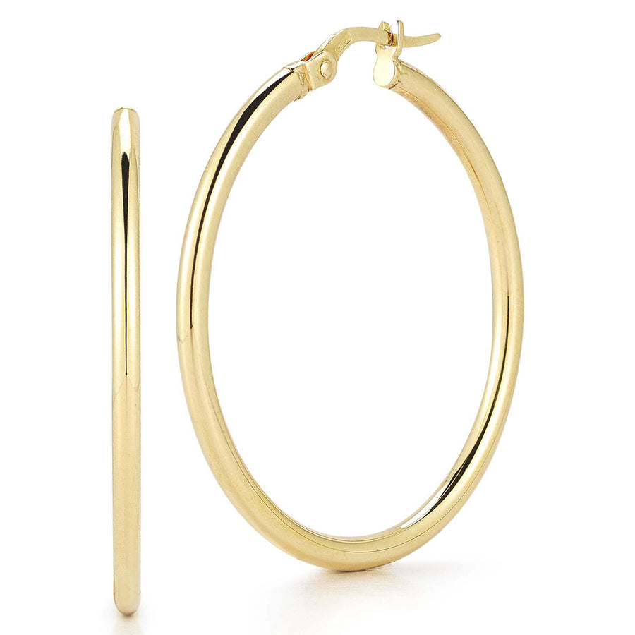 18K Gold Medium Hoop Earrings