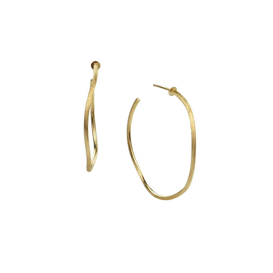 18K Yellow Gold Medium Narrow Hoop Earrings