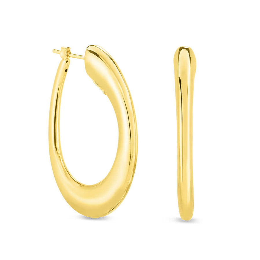 18K Contoured Oro Classic Hoop Earring
