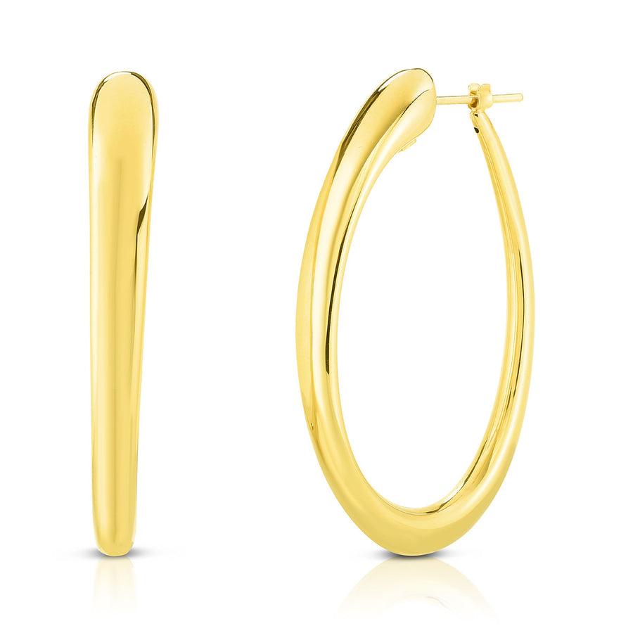 18K Contoured Oro Classic Hoop Earring