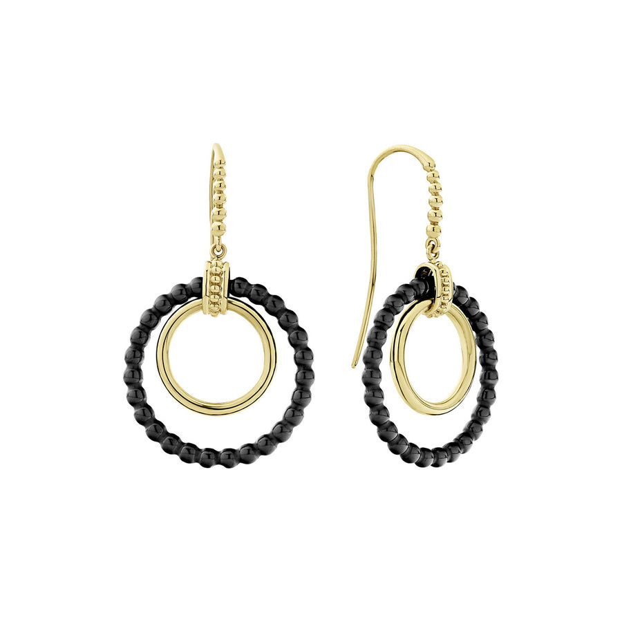 Black Caviar Gold Drop Earrings
