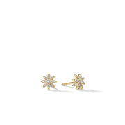 Petite Starburst Stud Earrings in 18K Yellow Gold with Pave Diamonds