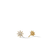 Petite Starburst Stud Earrings in 18K Yellow Gold with Pave Diamonds