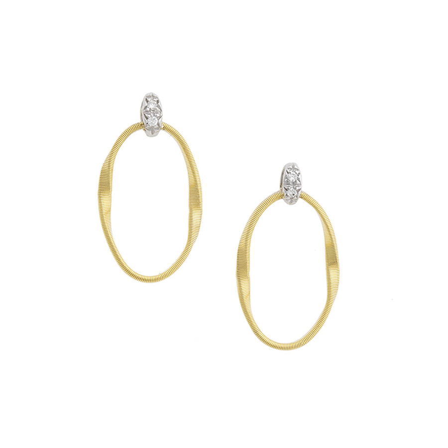 18K Yellow Gold and Diamond Link Stud Earrings