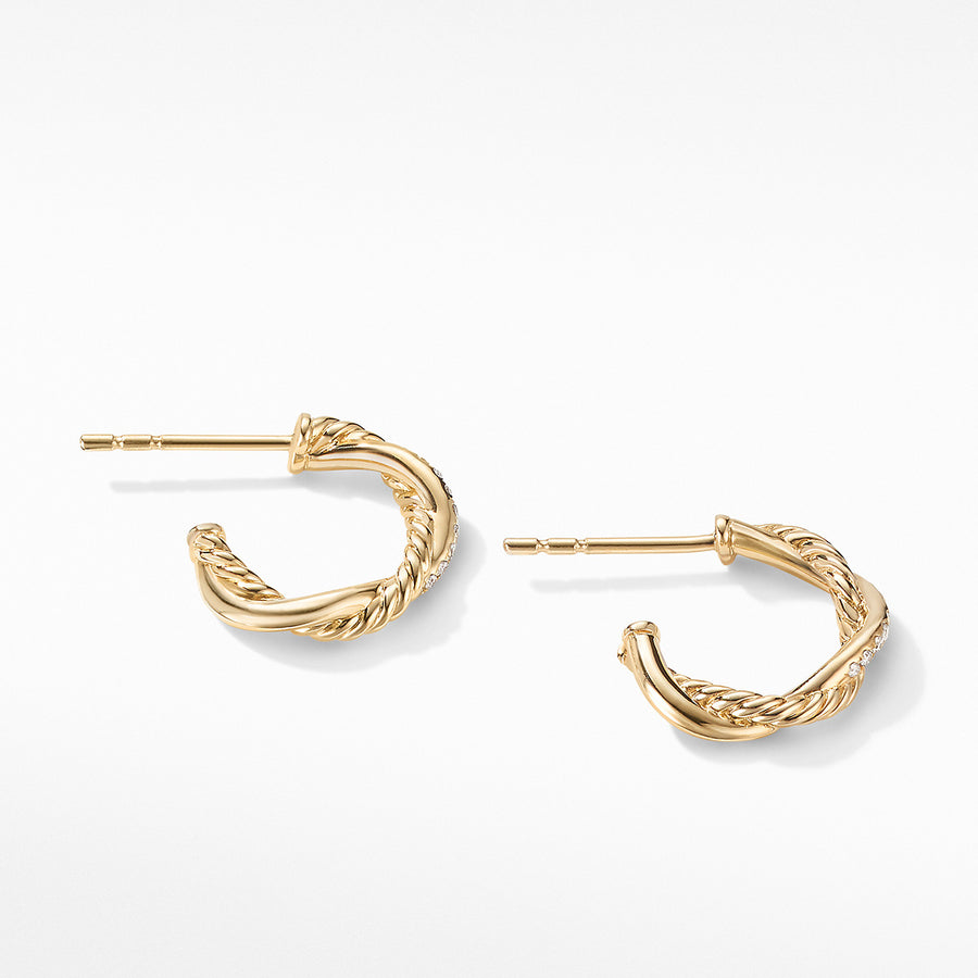 Huggie Hoop Earring in 18K Yellow Gold with Pave Diamonds