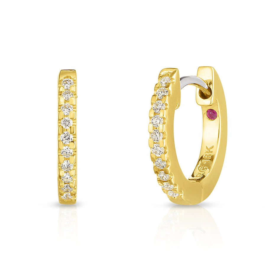 18K Yellow Gold Extra-Small Diamond Hoop Earrings