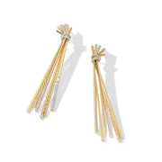 Angelika Long Drop Earrings in 18K Yellow Gold with Pave Diamonds