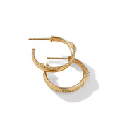 Petite X Hoop Earrings in 18K Yellow Gold with Pave Diamonds