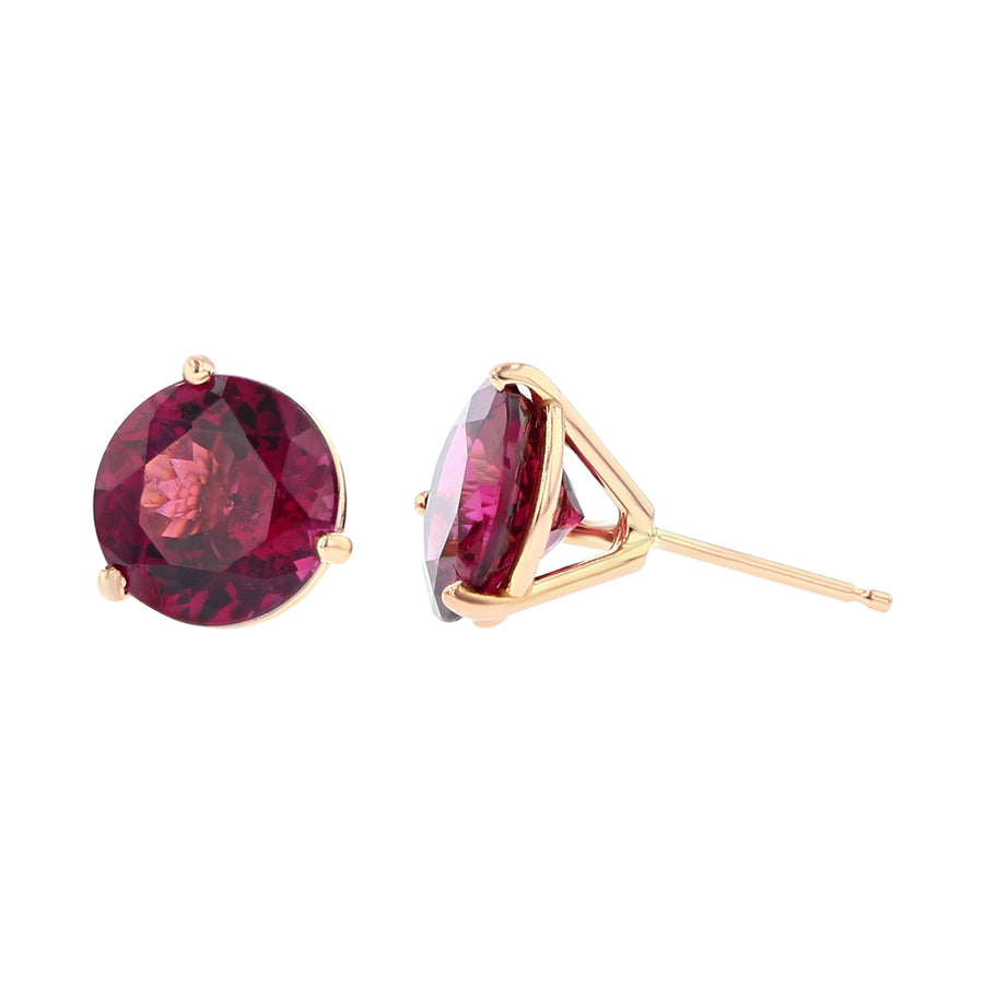 14K Rose Gold Rhodolite Garnet Stud Earrings