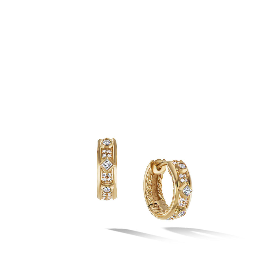 Huggie Earrings in 18K Yellow Gold with Full Pave Diamonds