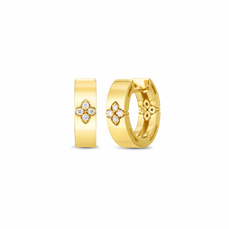 18K Yellow Gold Small Hoop Earring with Diamond Accent