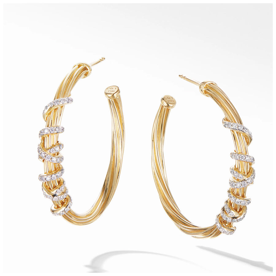 Helena Large Hoop Earring in 18K Yellow Gold with Diamonds
