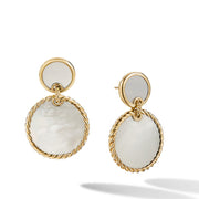 DY Elements Double Drop Earrings in 18K Yellow Gold with Mother of Pearl