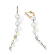 Pearl and Pave Drop Earrings in 18K Yellow Gold with Diamonds