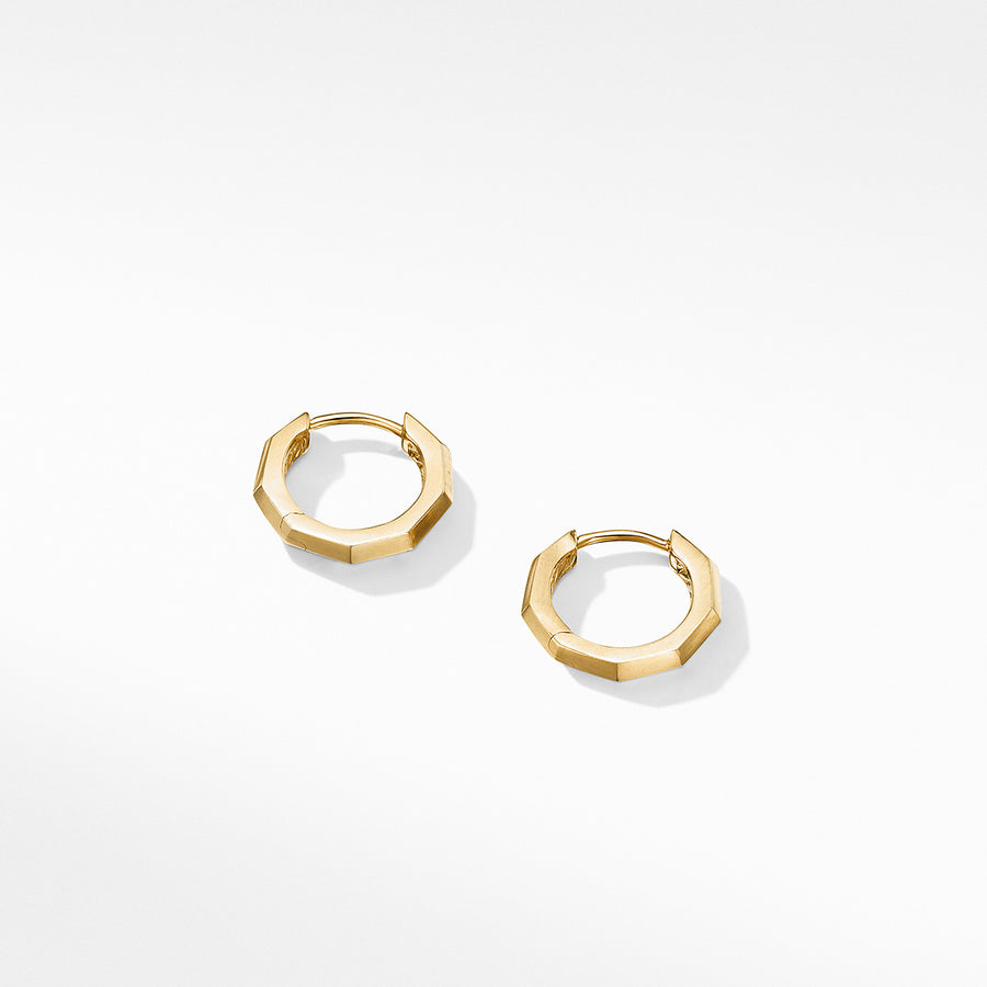 Stax Faceted Huggie Hoop Earrings in 18K Yellow Gold