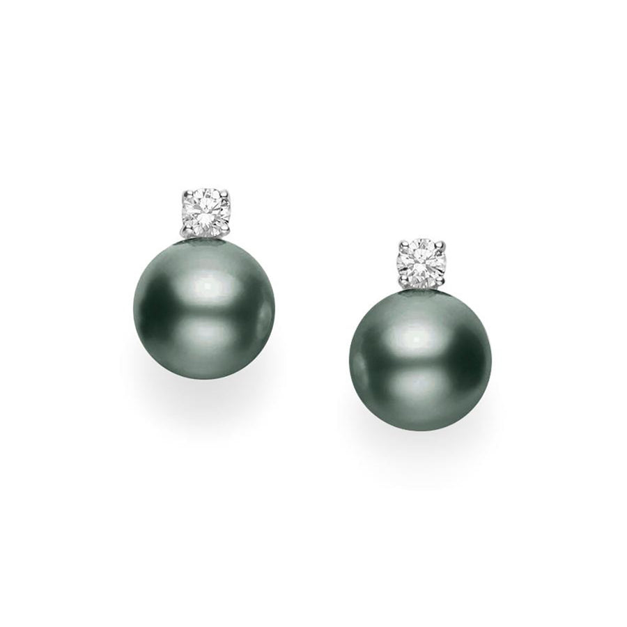 Black South Sea Pearl and Diamond Stud Earrings