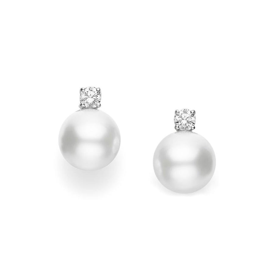 White South Sea Pearl and Diamond Stud Earrings