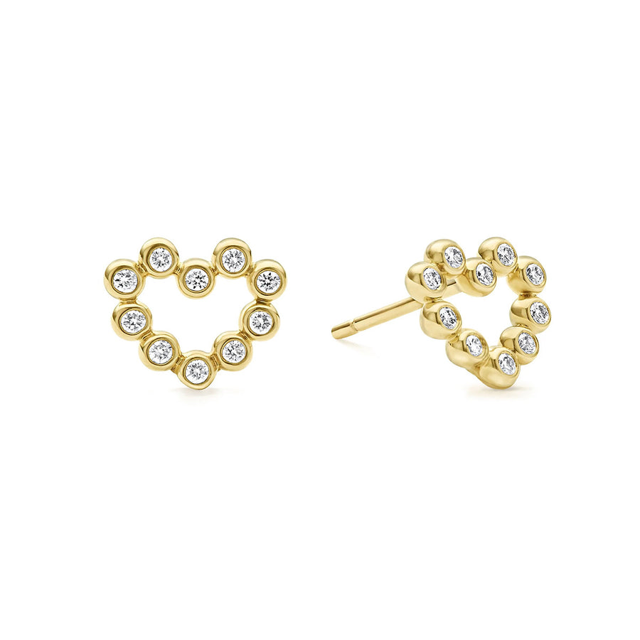 Diamond Heart Stud Earrings