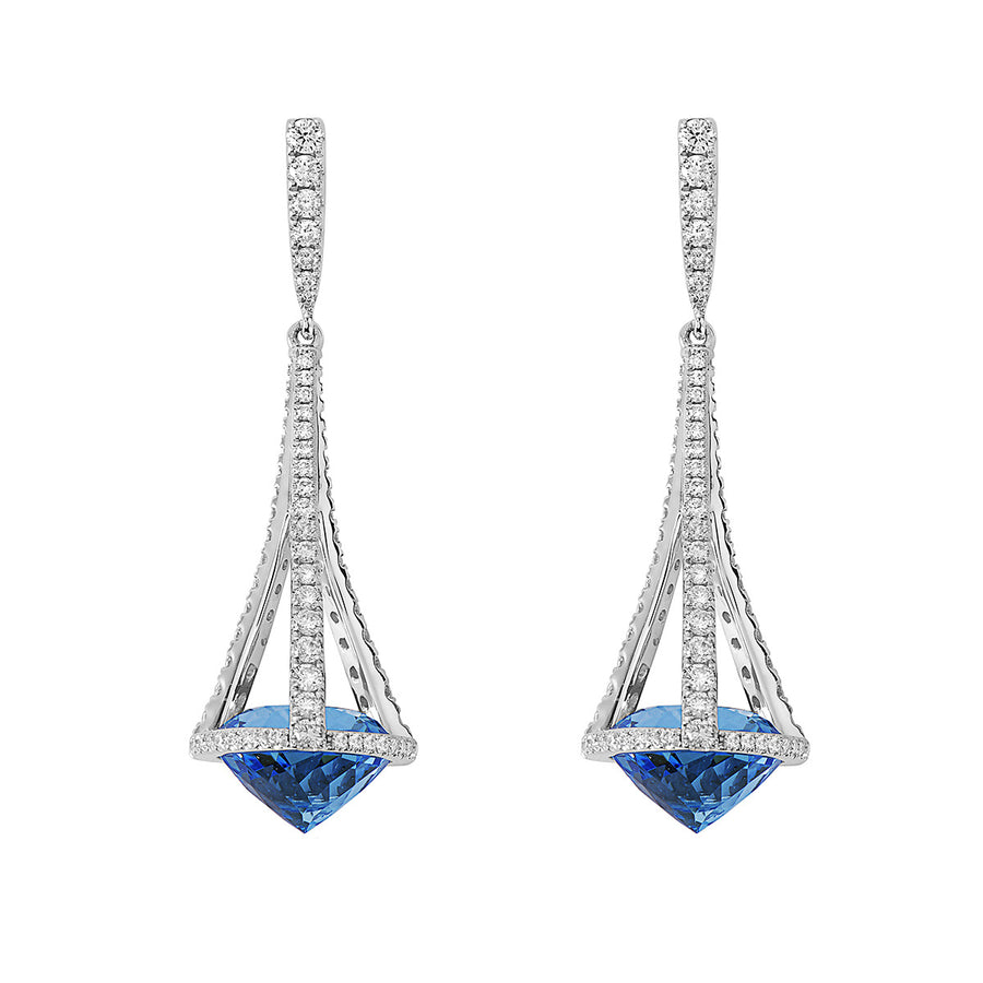 Pastel Diamond Chandelier London Blue Topaz Earrings