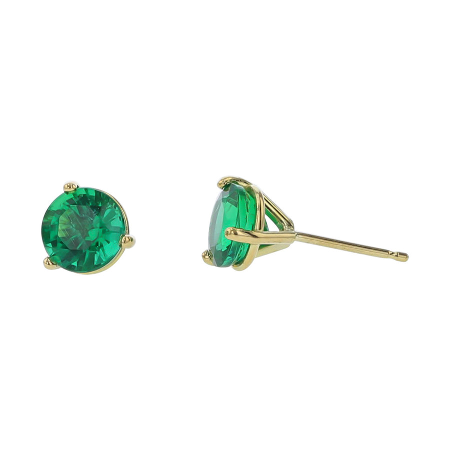 18K Yellow Gold Zambian Emerald Stud Earrings